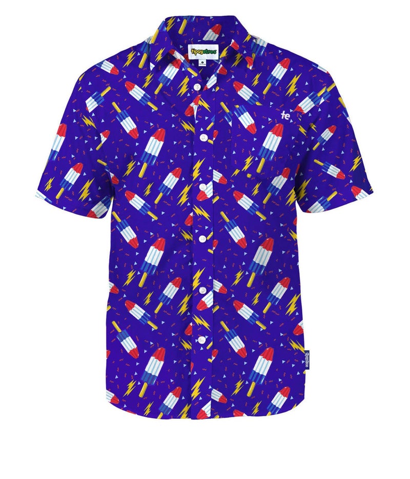 Tipsy Elves Blue Grand Finale Popsicle USA Button Down Shirt for Men Size XX-Large - Image 1